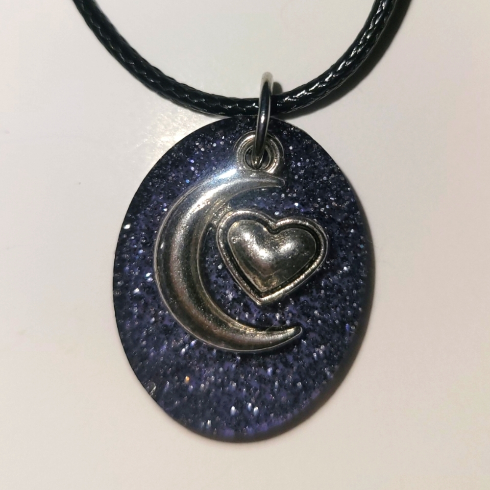 New Moon and Heart Necklace